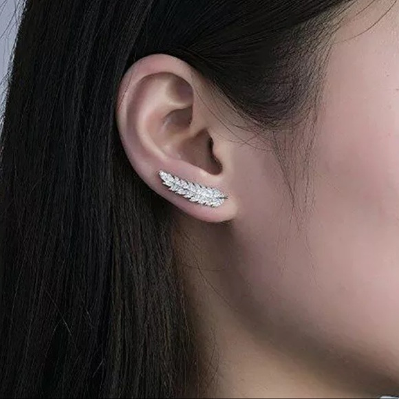 New Feather Stud Earring Women Silver/Gold/Rose Go - Picture 4 of 6